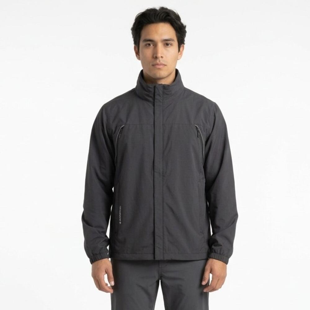 Moerdeng Waterproof Rain Jacket Men's L Black Hooded Windbreaker Full Zip Sports